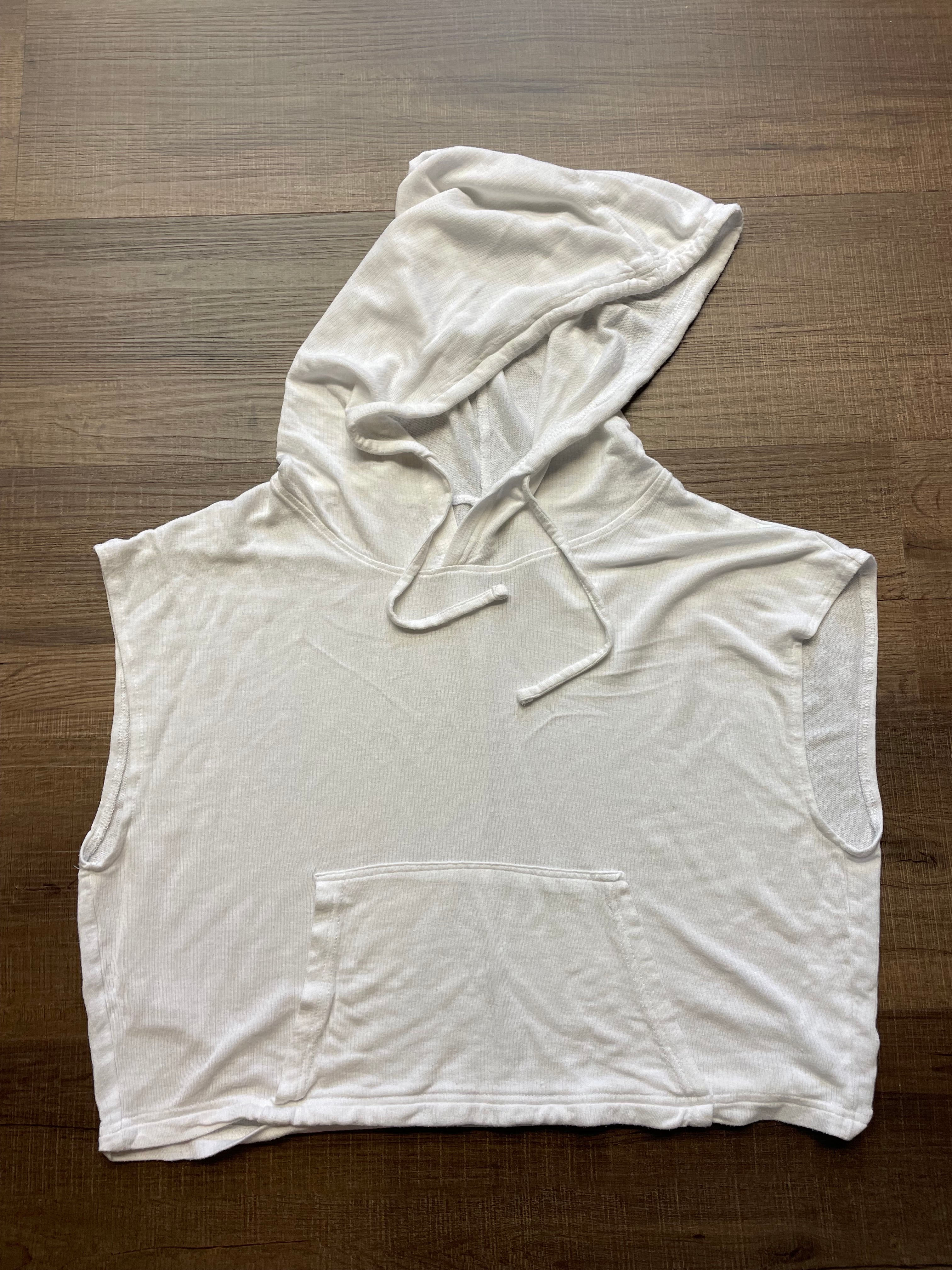 Zyia Active Cropped Sleeveless Drawstring Hoodie (L)