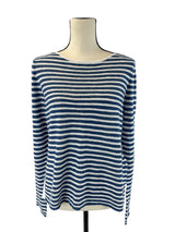 Eileen Fisher Striped Linen Blend Knit Top (M)