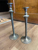 Hammered Metal Matchstick Candlesticks
