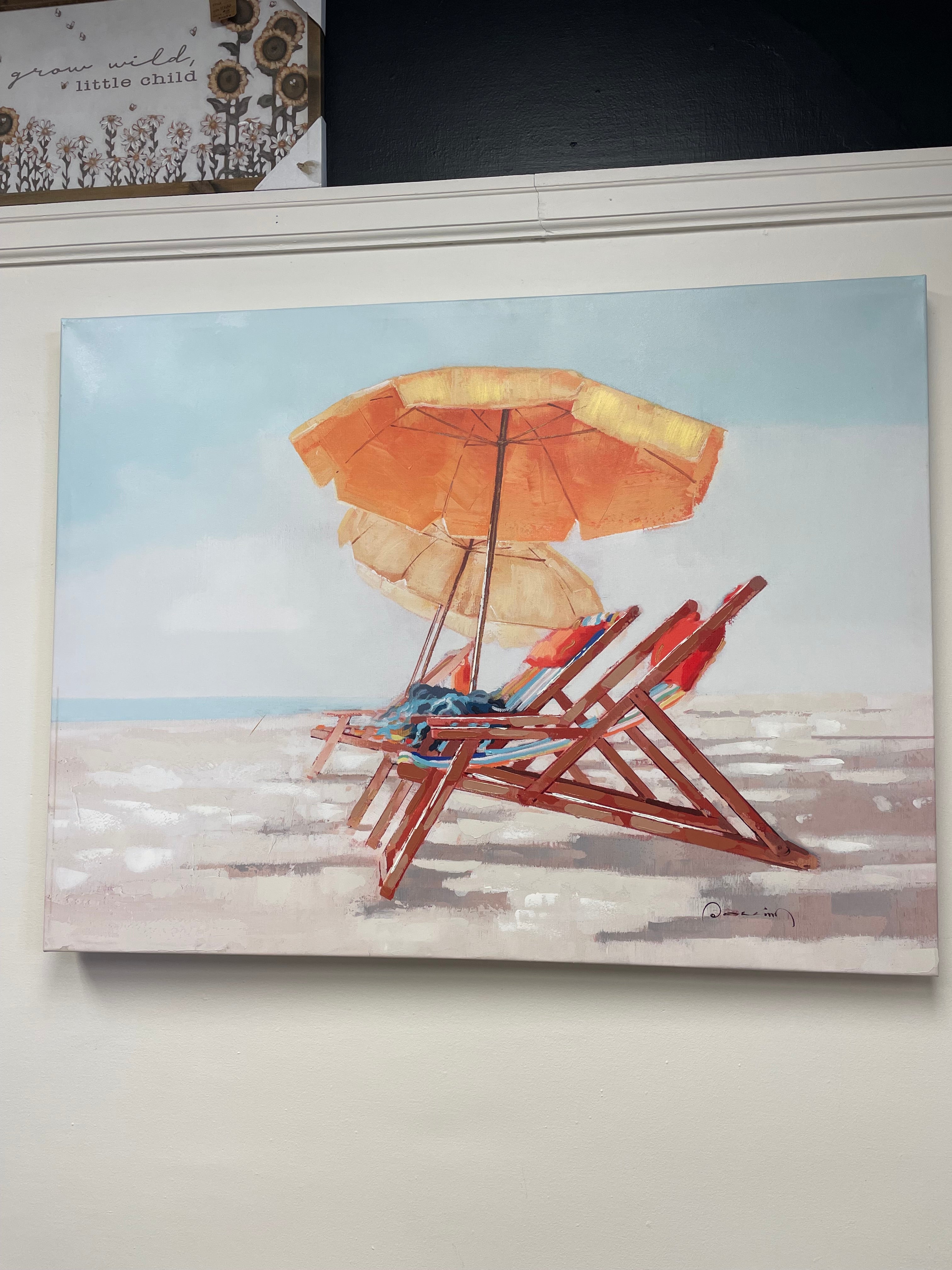 Stretched Canvas Beach Chair Wall Art