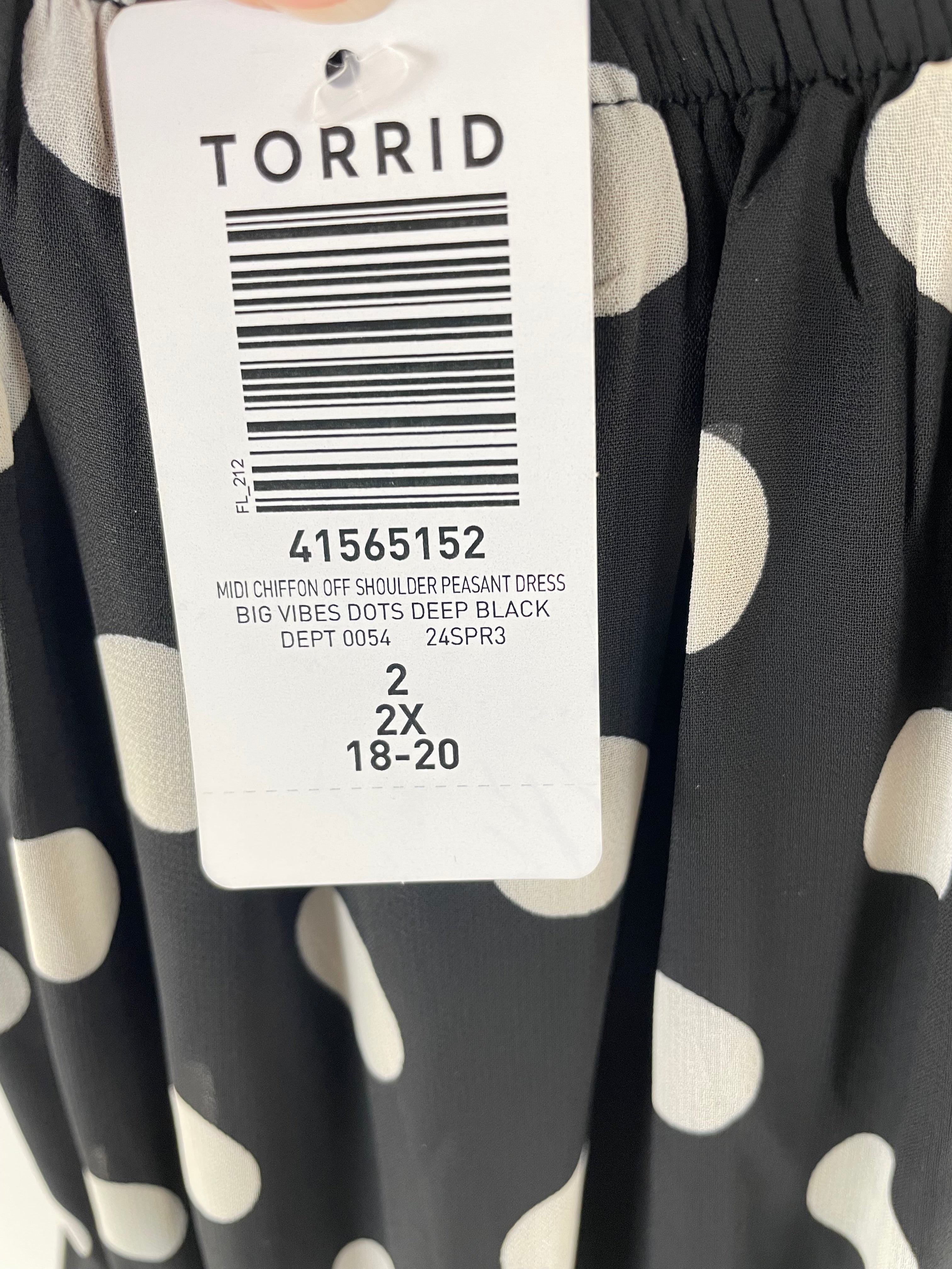 Torrid NWT Midi Chiffon Off Shoulder Peasant Dress (2X) - BinxBerry Consignment