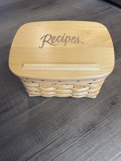 Longaberger 2001 Classic Small Recipe Basket with Lid and Protector