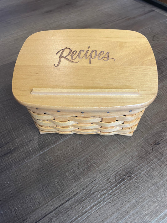 Longaberger 2001 Classic Small Recipe Basket with Lid and Protector