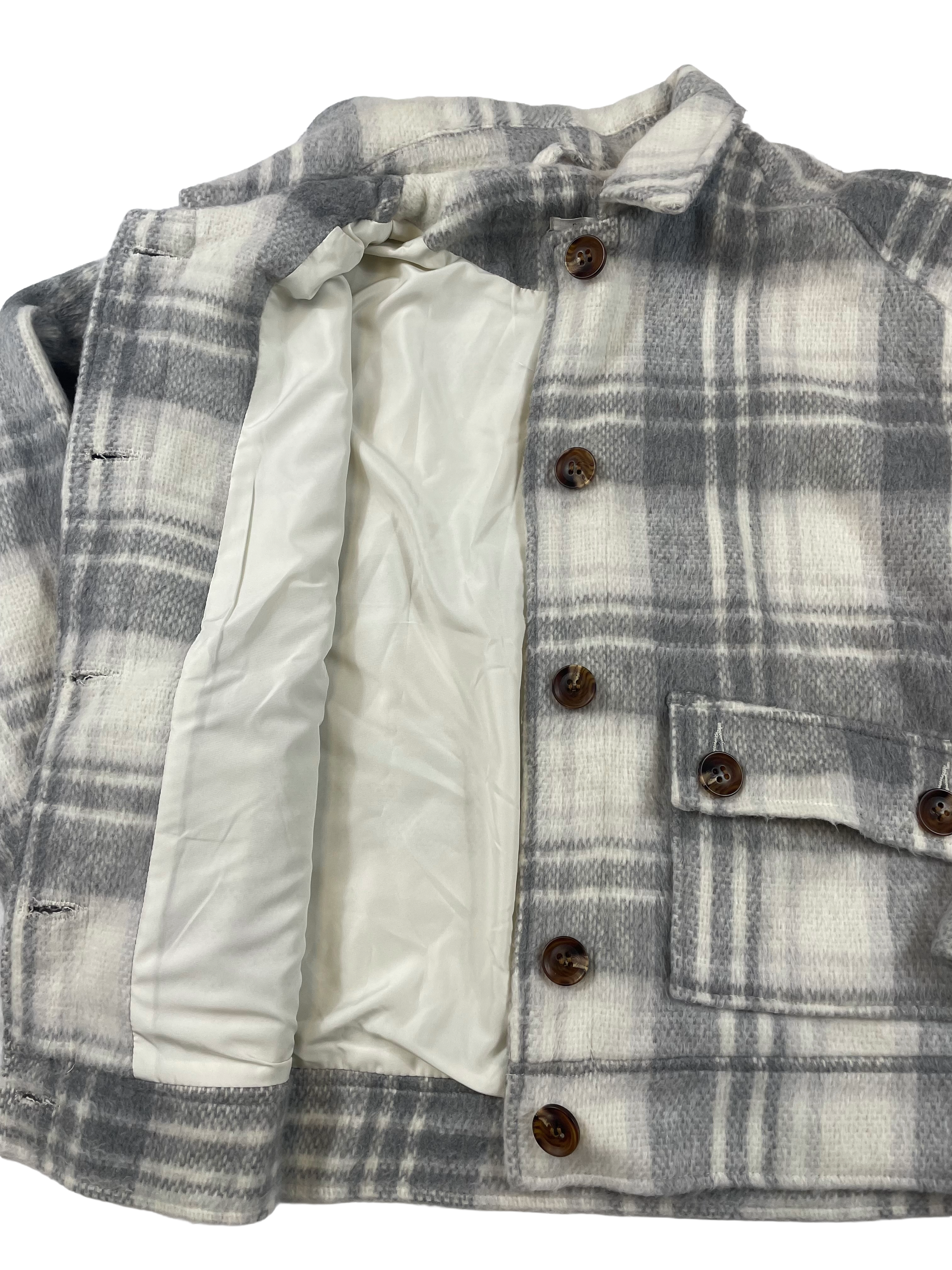 Maurices Grey Toned Plaid Women's Shacket (S) - BinxBerry Consignment