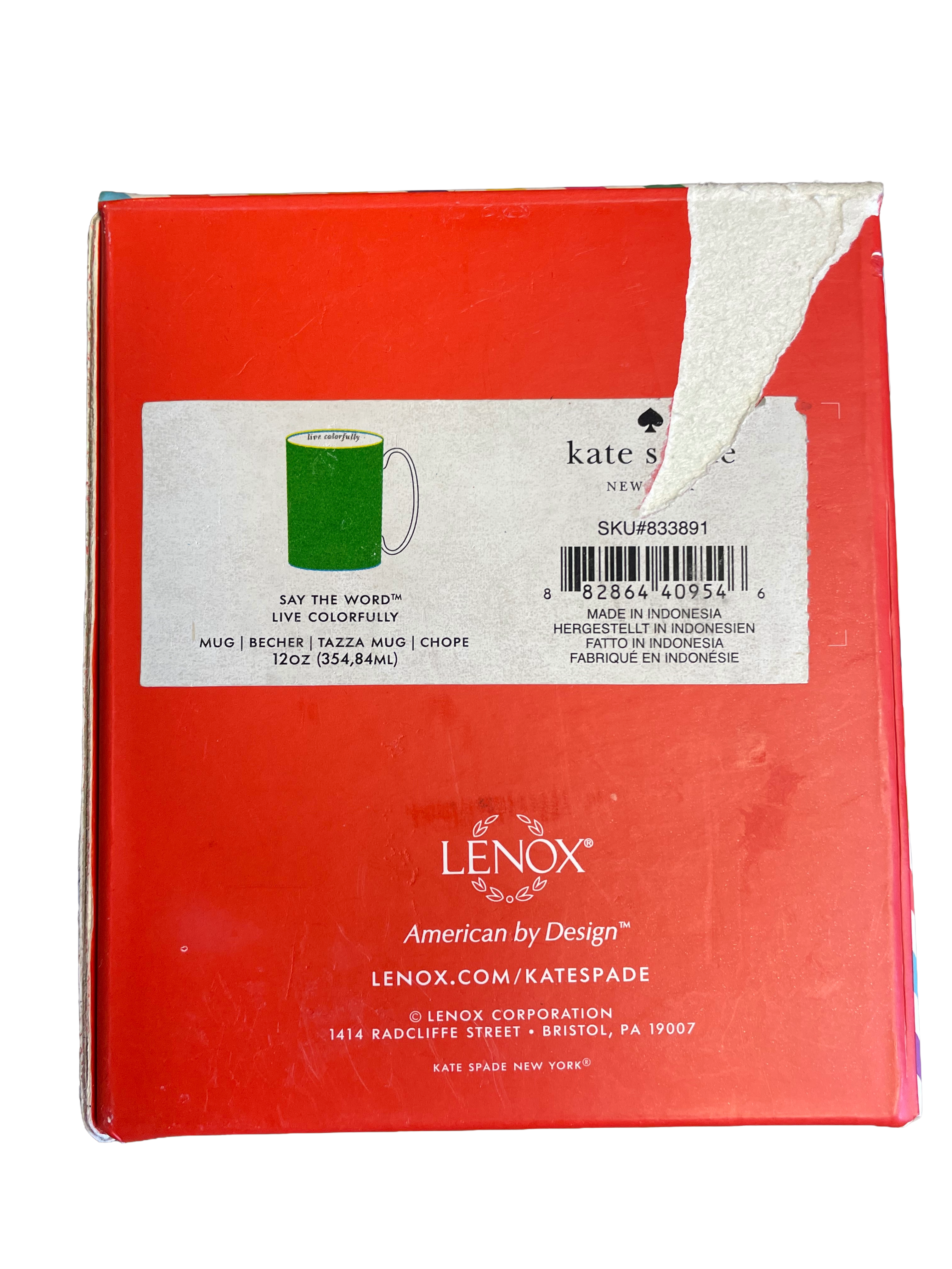 Kate Spade Live Colorfully Say the Word 12oz Mug - BinxBerry Consignment