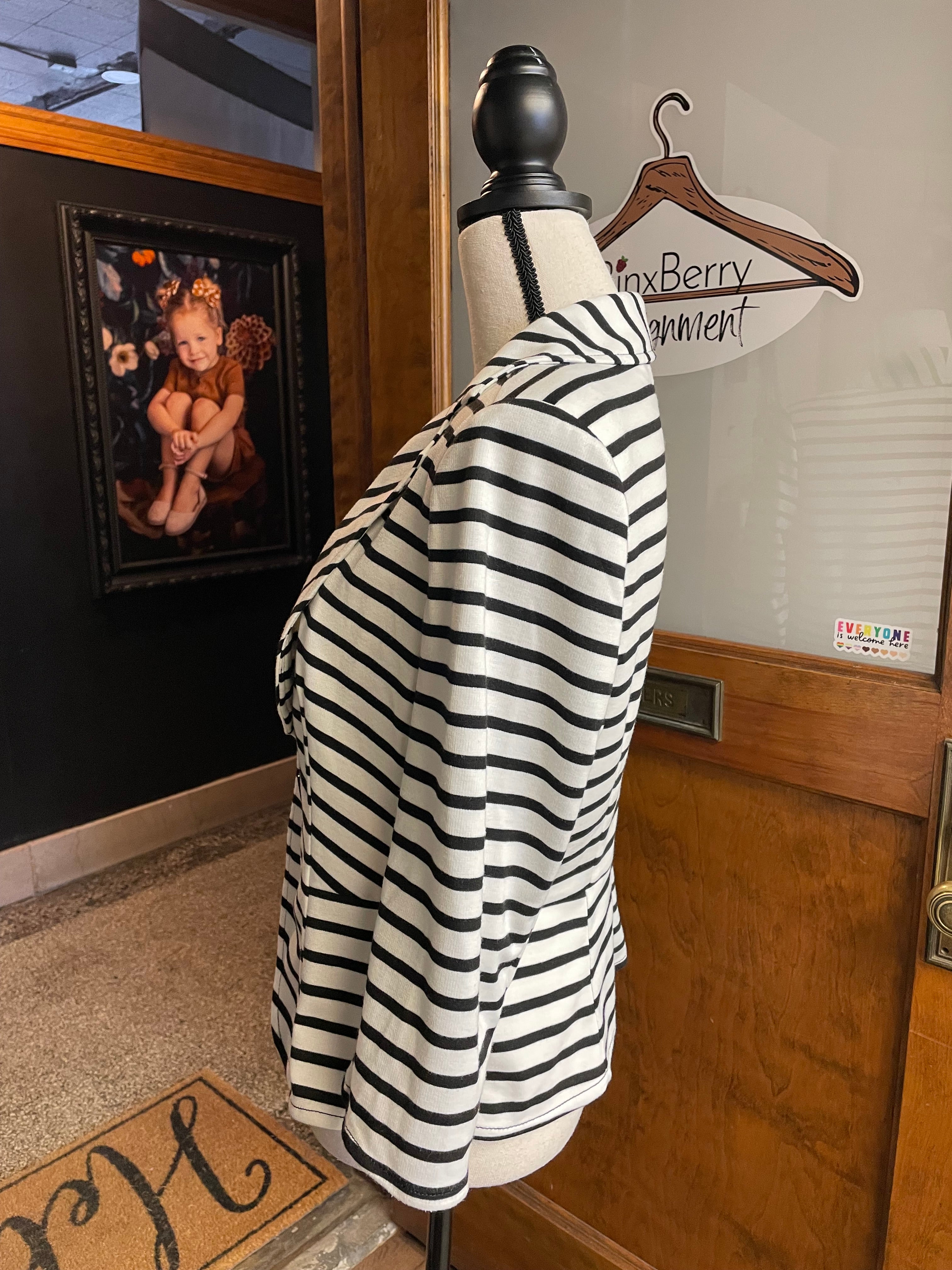 White House Black Market Pinstriped Knit Blazer (10) - BinxBerry Consignment