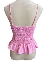 Chaser Spaghetti Strap Cotton/Linen Ruffle Top (M)