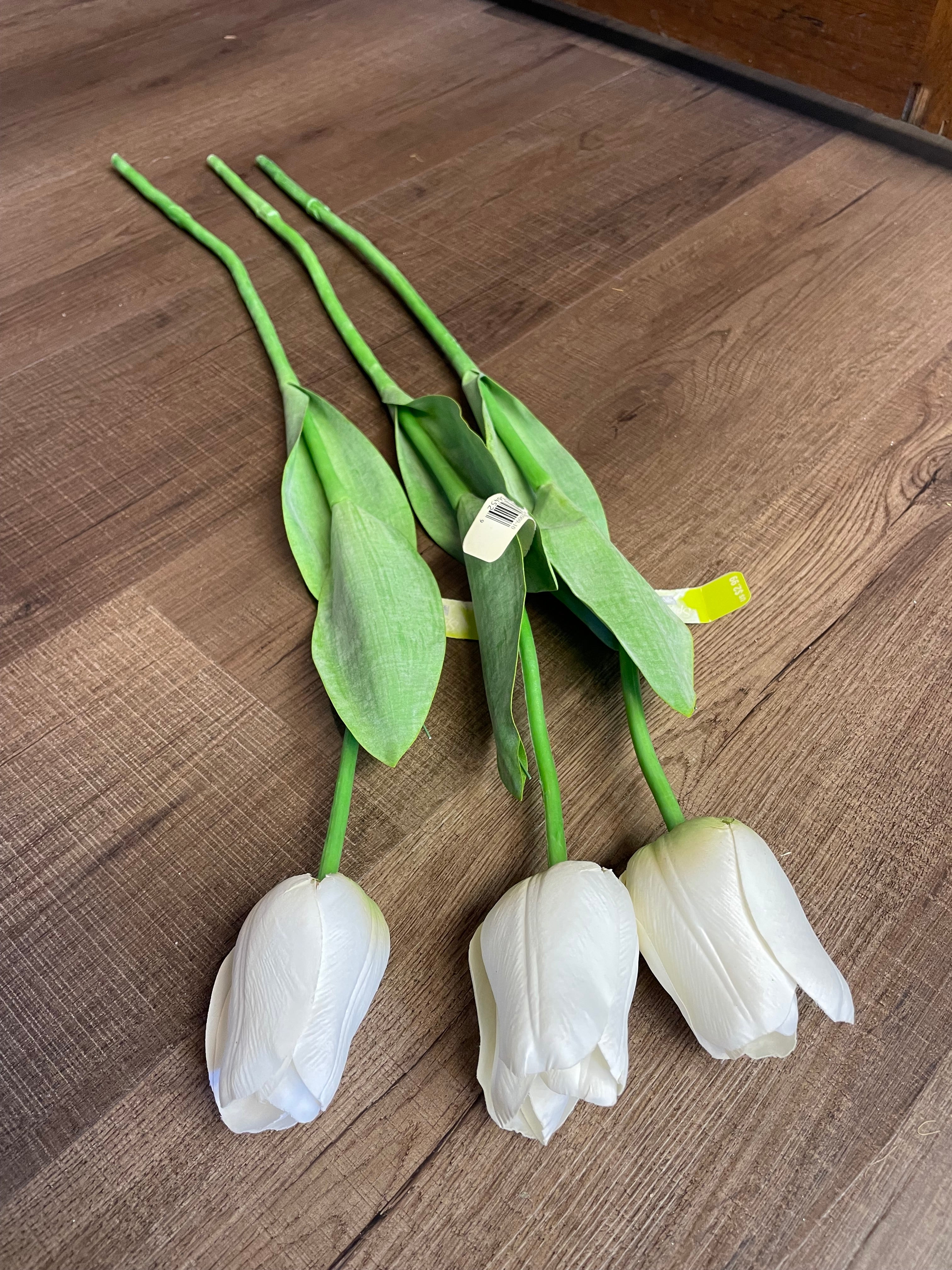 White Tulip Silk Flowers (set of 3)