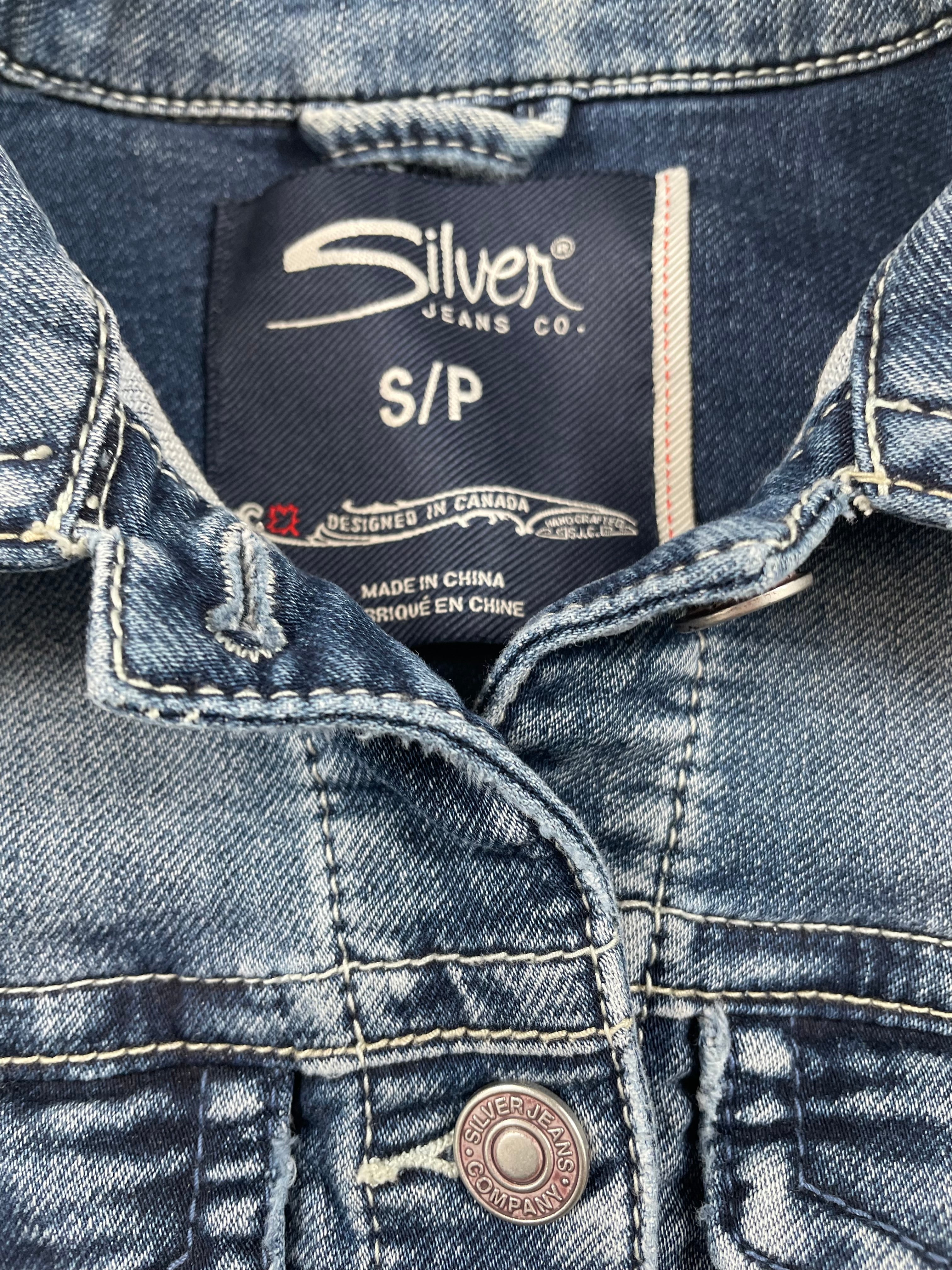 Silver Women's Cropped Jean Vest (S) - BinxBerry Consignment