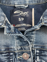 Silver Women's Cropped Jean Vest (S) - BinxBerry Consignment