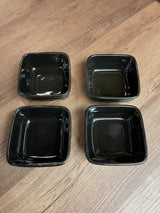 Longaberger Pottery Woven Traditions Ebony Soft Square Bowls 5" (Set of 4)