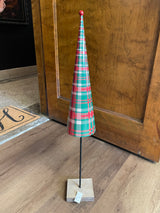 Tartan Tidings Tin Cone Plaid Tree