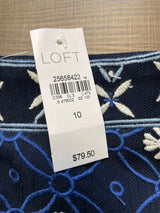 Loft NWT Navy Embroidered Skirt (10)