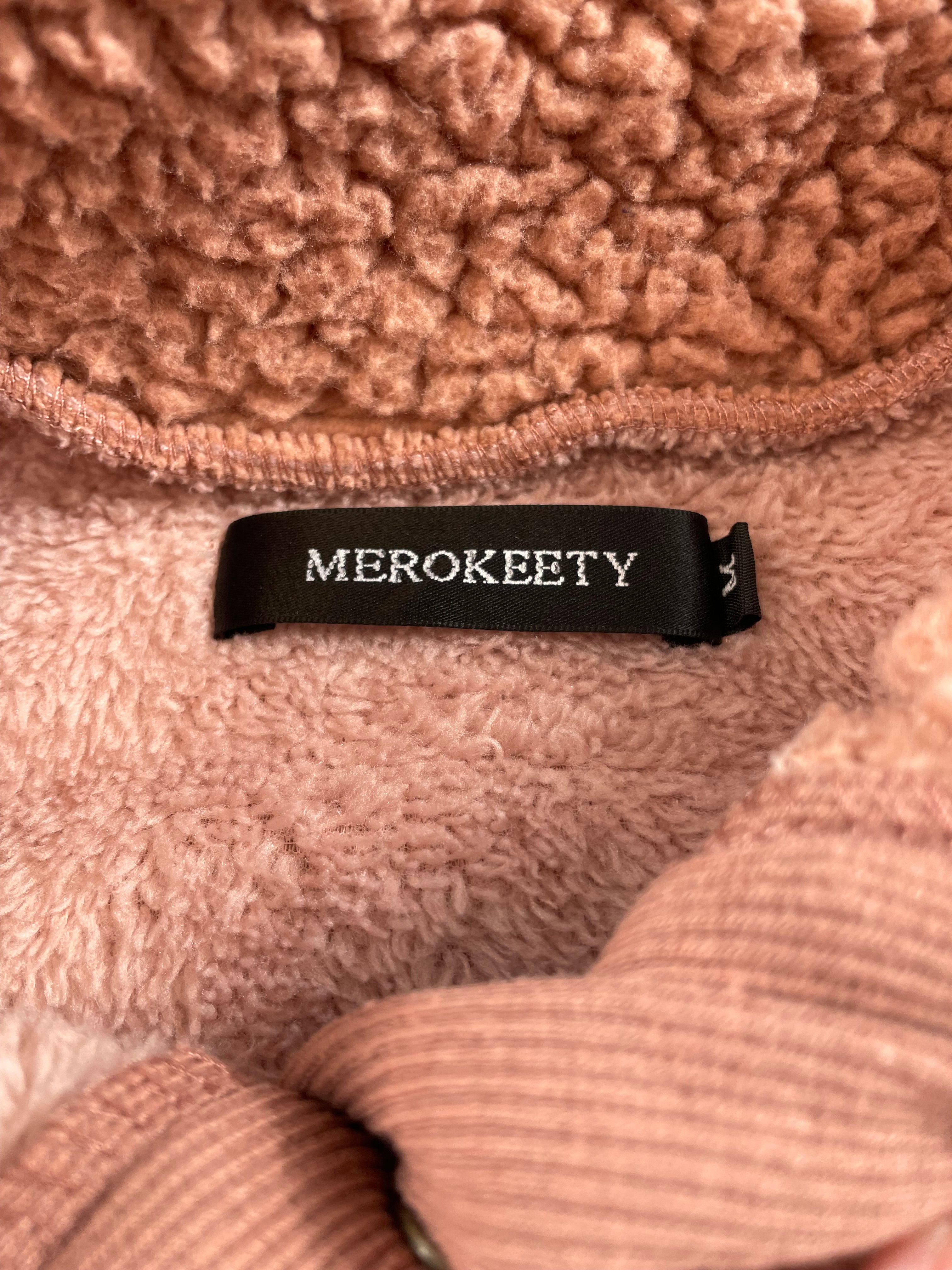 Merokeety Pink Sherpa Women's Snap Front Jacket (M)