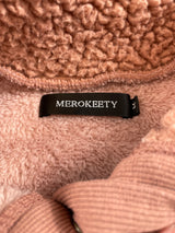 Merokeety Pink Sherpa Women's Snap Front Jacket (M)
