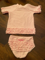 Ruffle Butts Striped Short Sleeved Swim Set (3T)