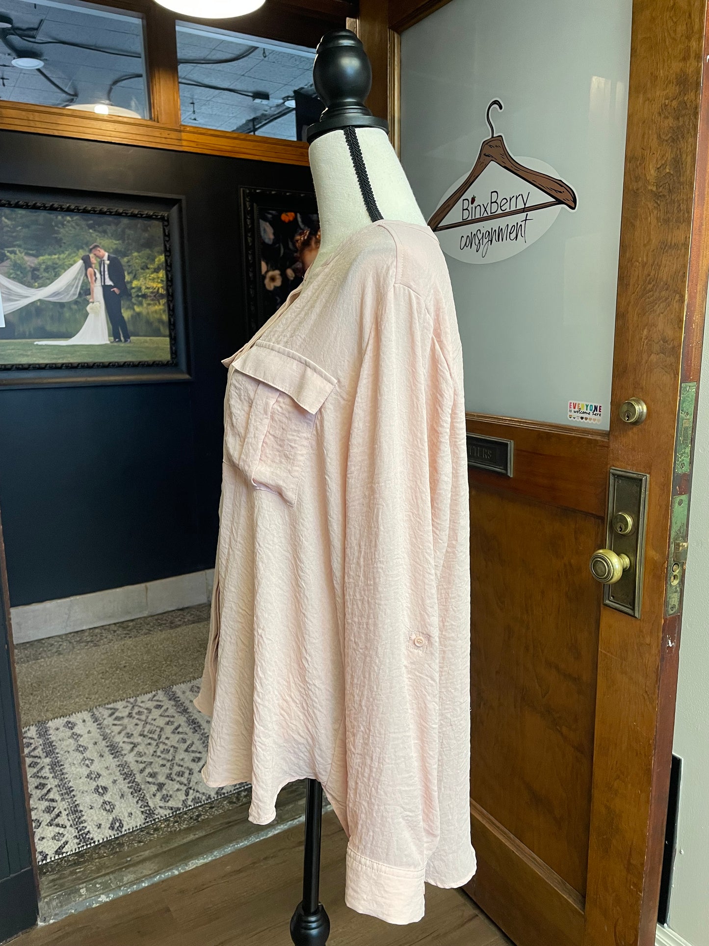 A.N.A. Pink Button Down Blouse (XL)