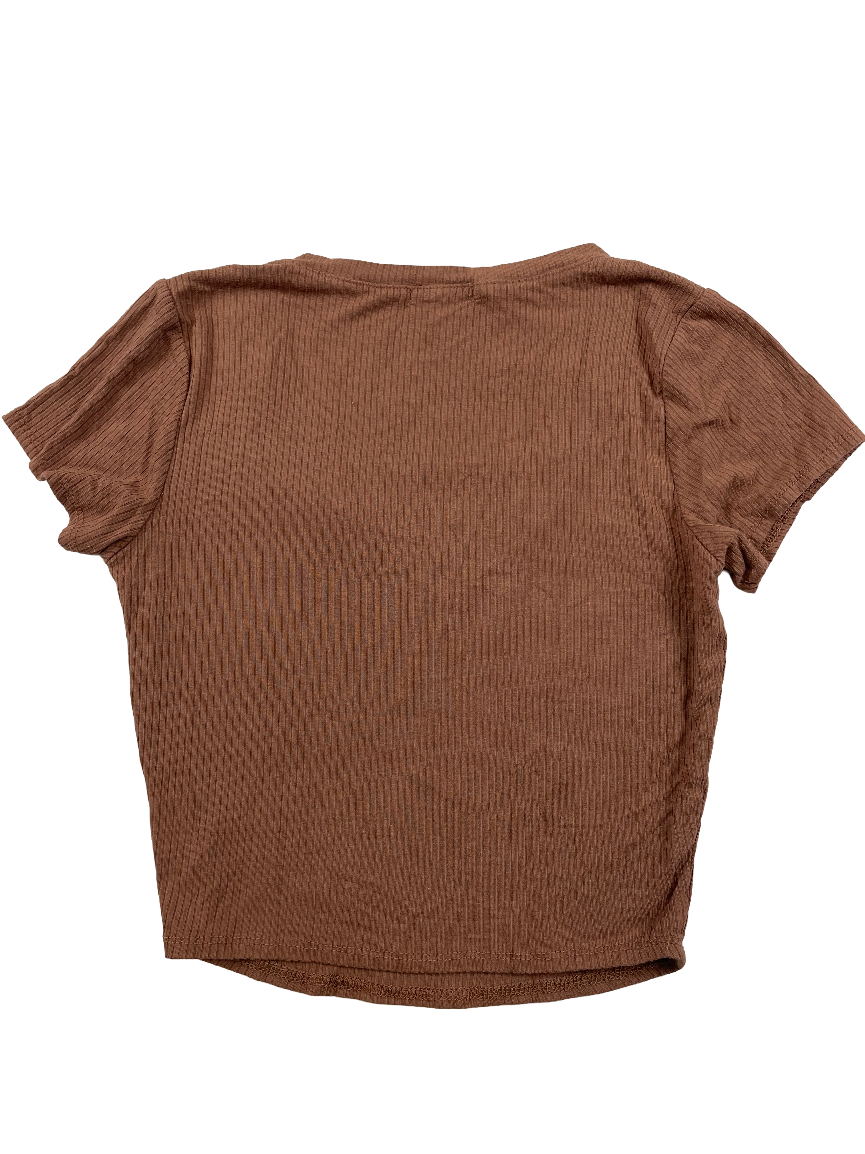 Bozzolo Ribbed V-Neck Crop Top (M) - BinxBerry Consignment