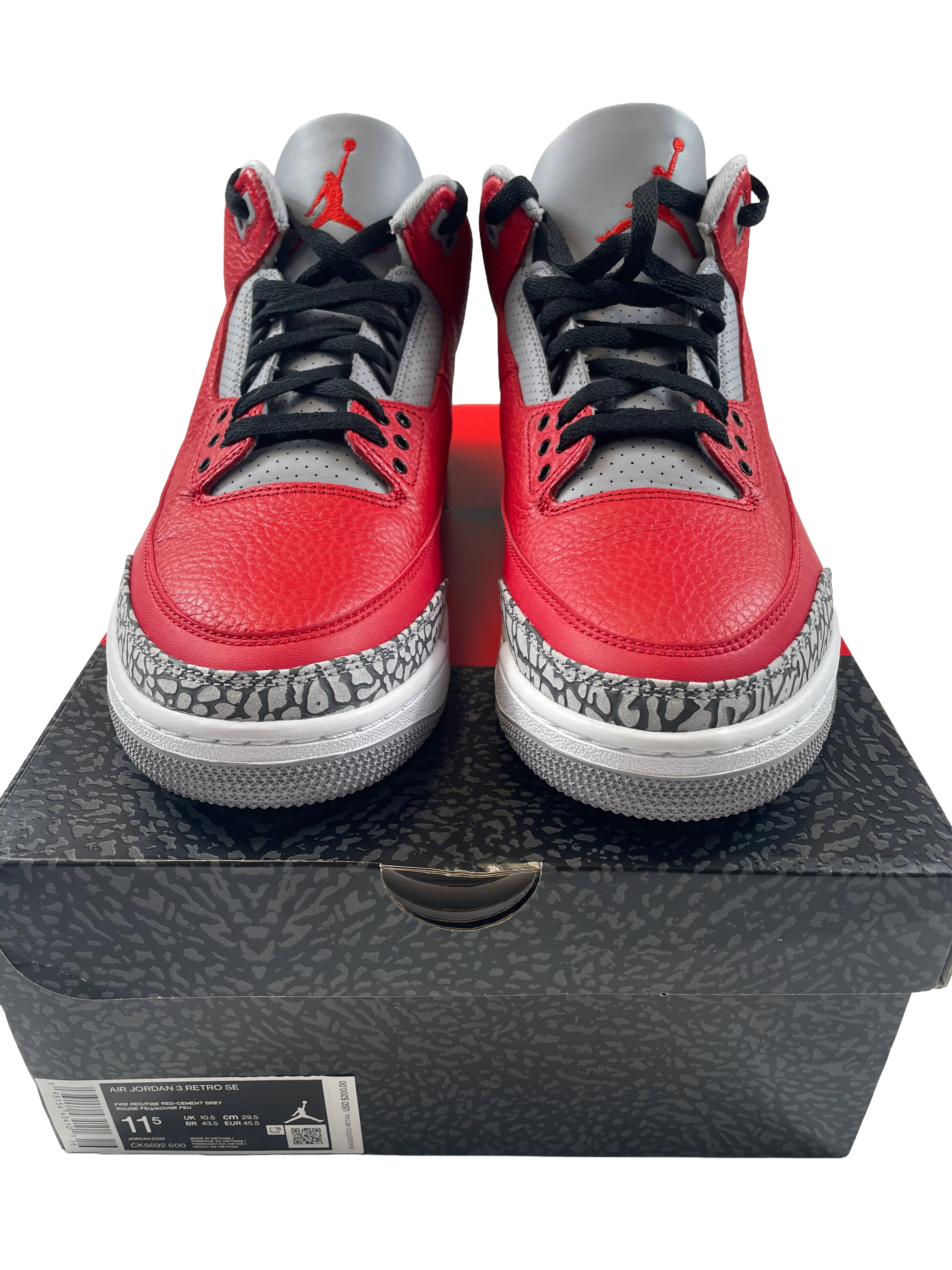 Air Jordan 3 Retro SE Men's Sneaker in Dire Red Cement Grey (11.5)