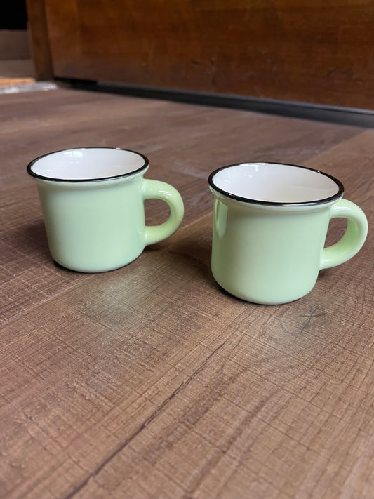 Set of Two Mini Painted Ceramic Mugs (1/4 cup)