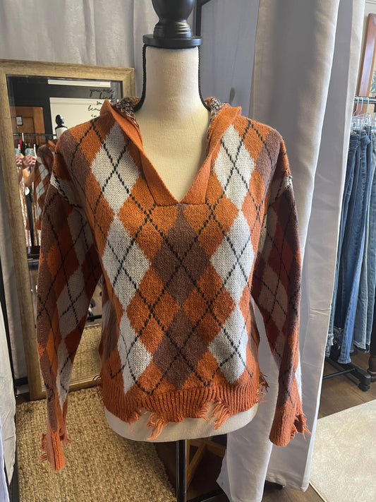Almost Famous Argyle Crop Sweater (XL)