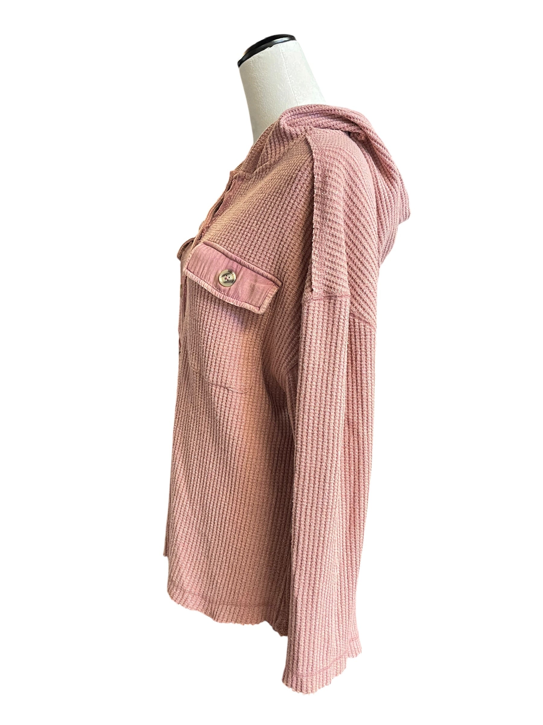 New In Women's Hooded Waffle Button Down (S)