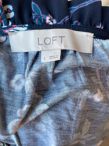 Loft Navy Floral Overhead Blouse (L)