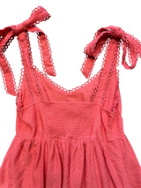 Mine Coral Tie Strap Elastic Panel Back Midi Dress (S) - BinxBerry Consignment