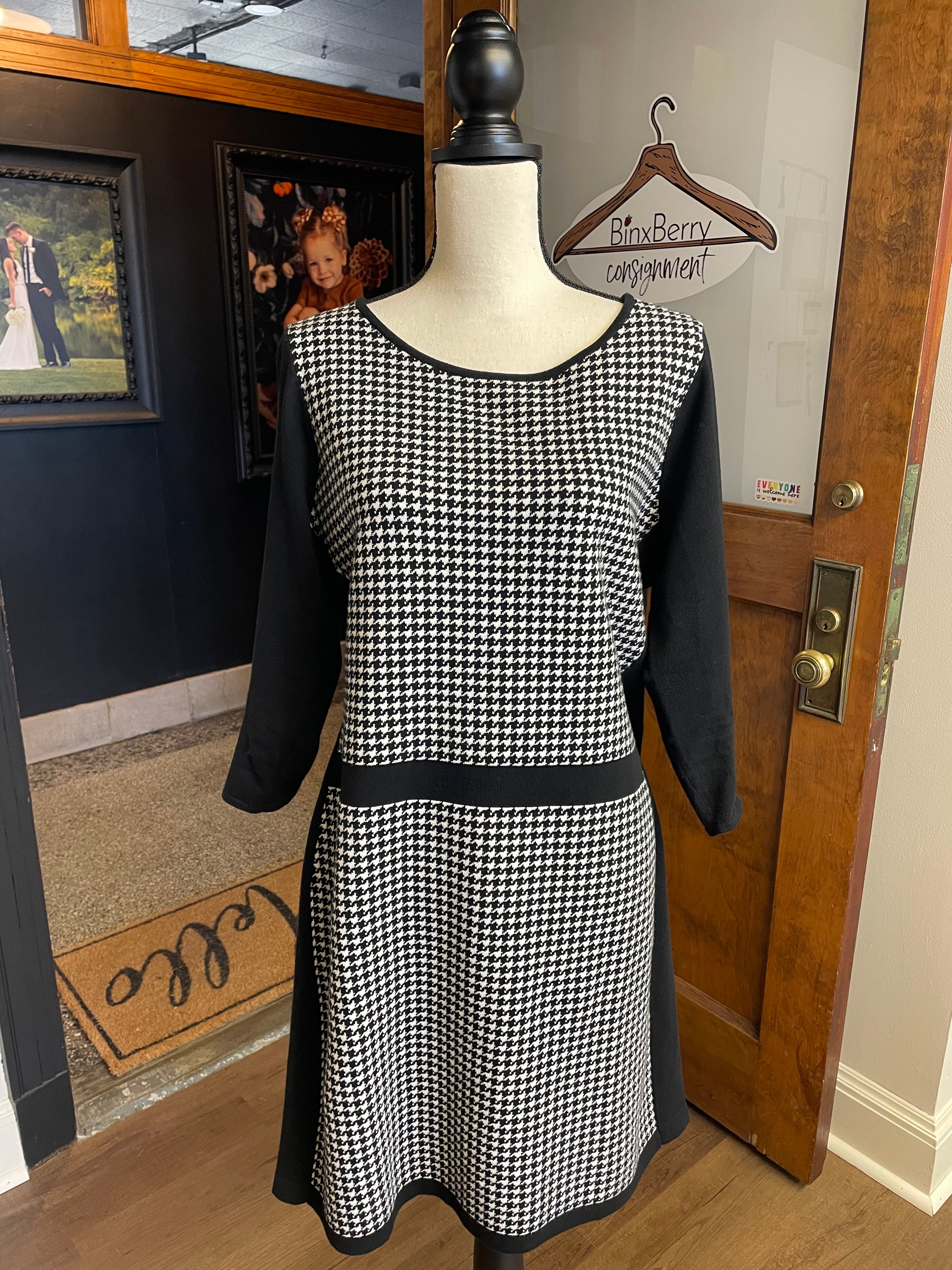 Ralph Lauren Chaps Houndstooth Knit Dress (XL)