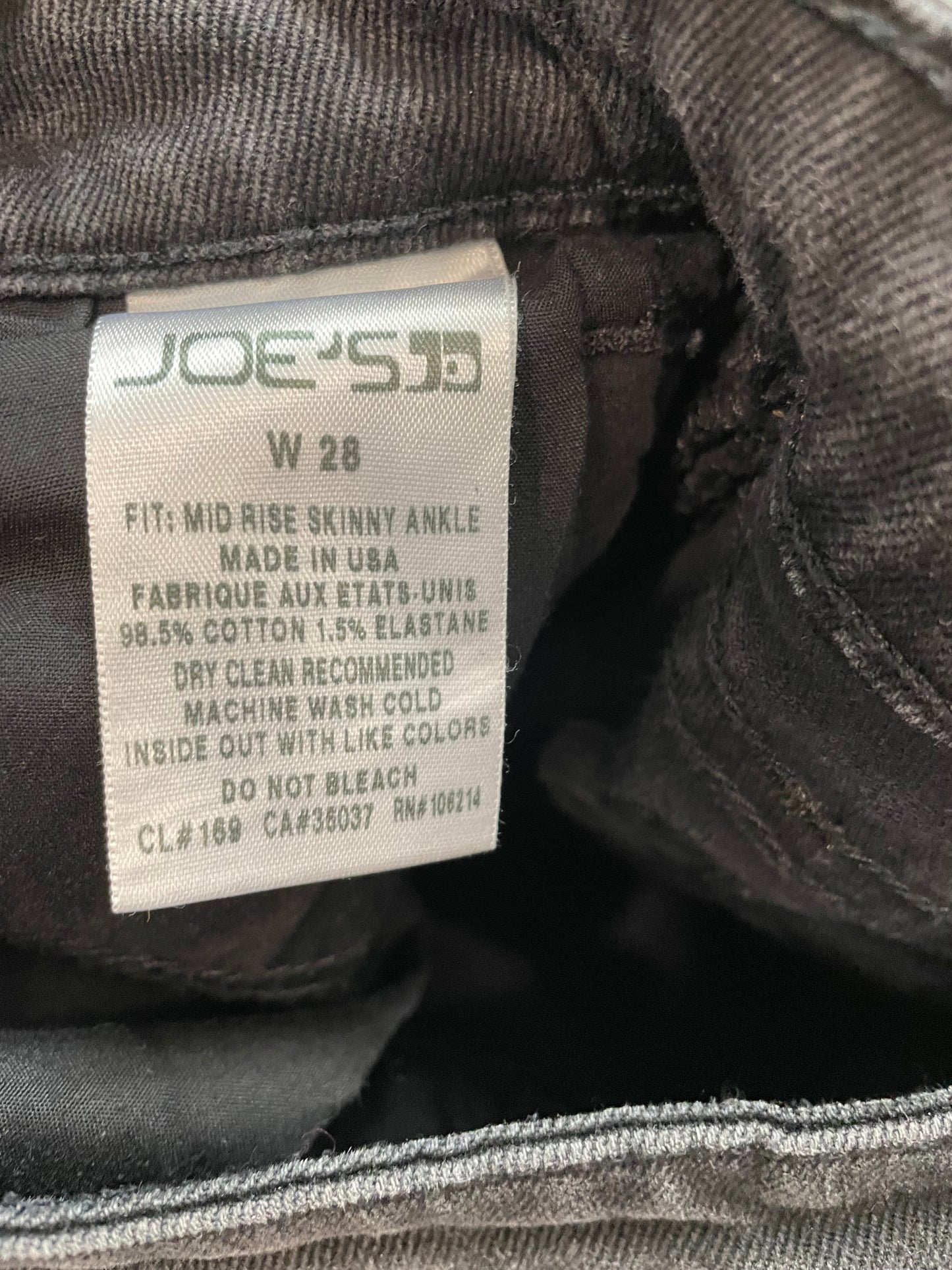 Joe's Mid-Rise Skinny Ankle Black Jeans (28)