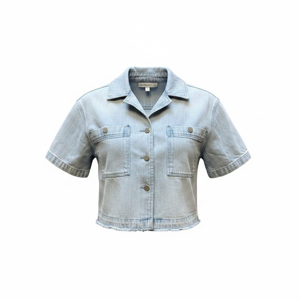 Blank NYC Women's Short Sleeved Cropped Jean Jacket (S)