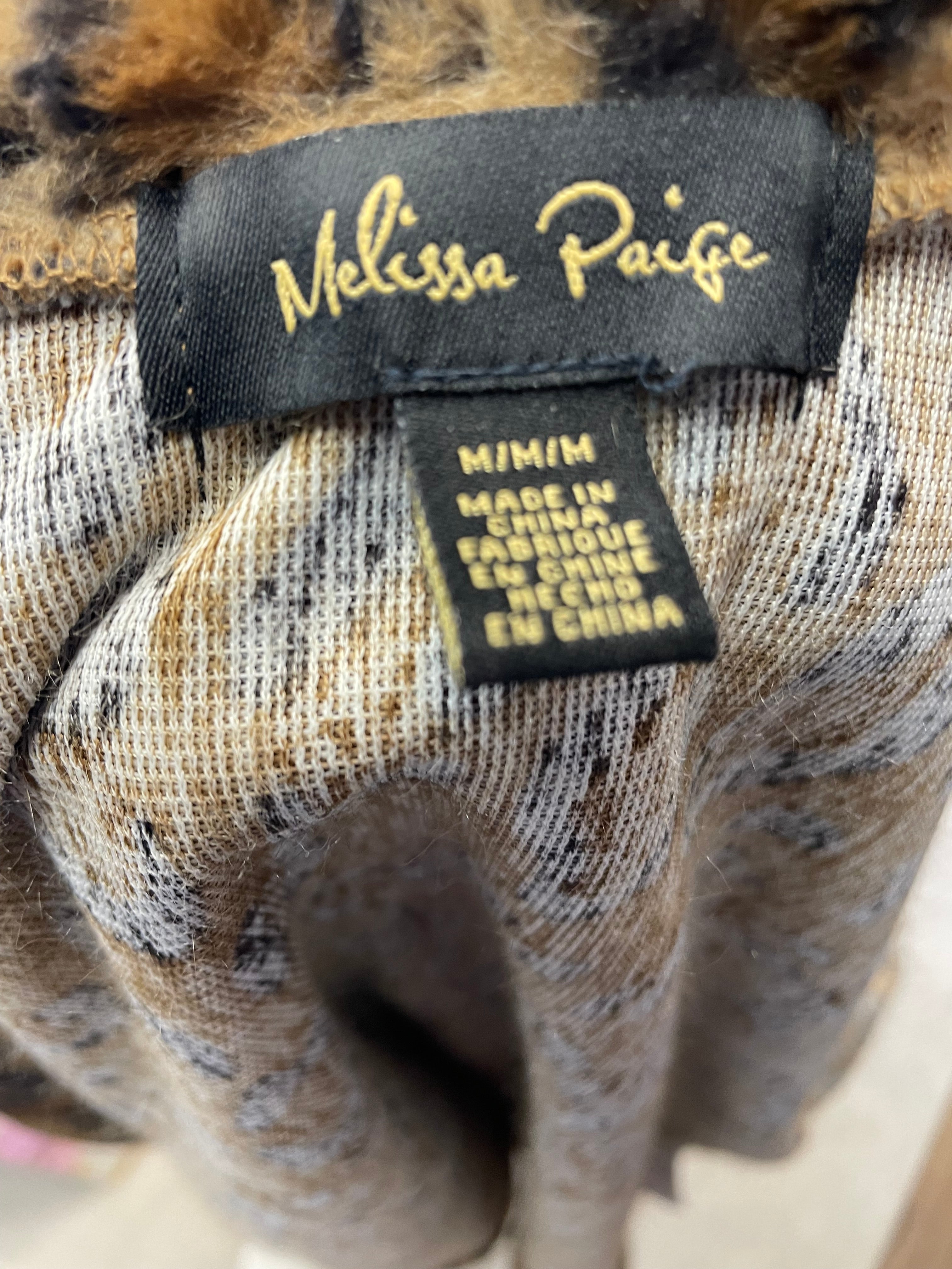 Melissa Paige Leopard Print Faux Fur Cardigan (M)