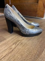 Calvin Klein Emmy Metallic Snake Heels (9.5)