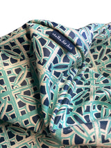 Stella & Dot Teal Print Leather Market Tote Shoulder Bag Soft W/Makeup Bag