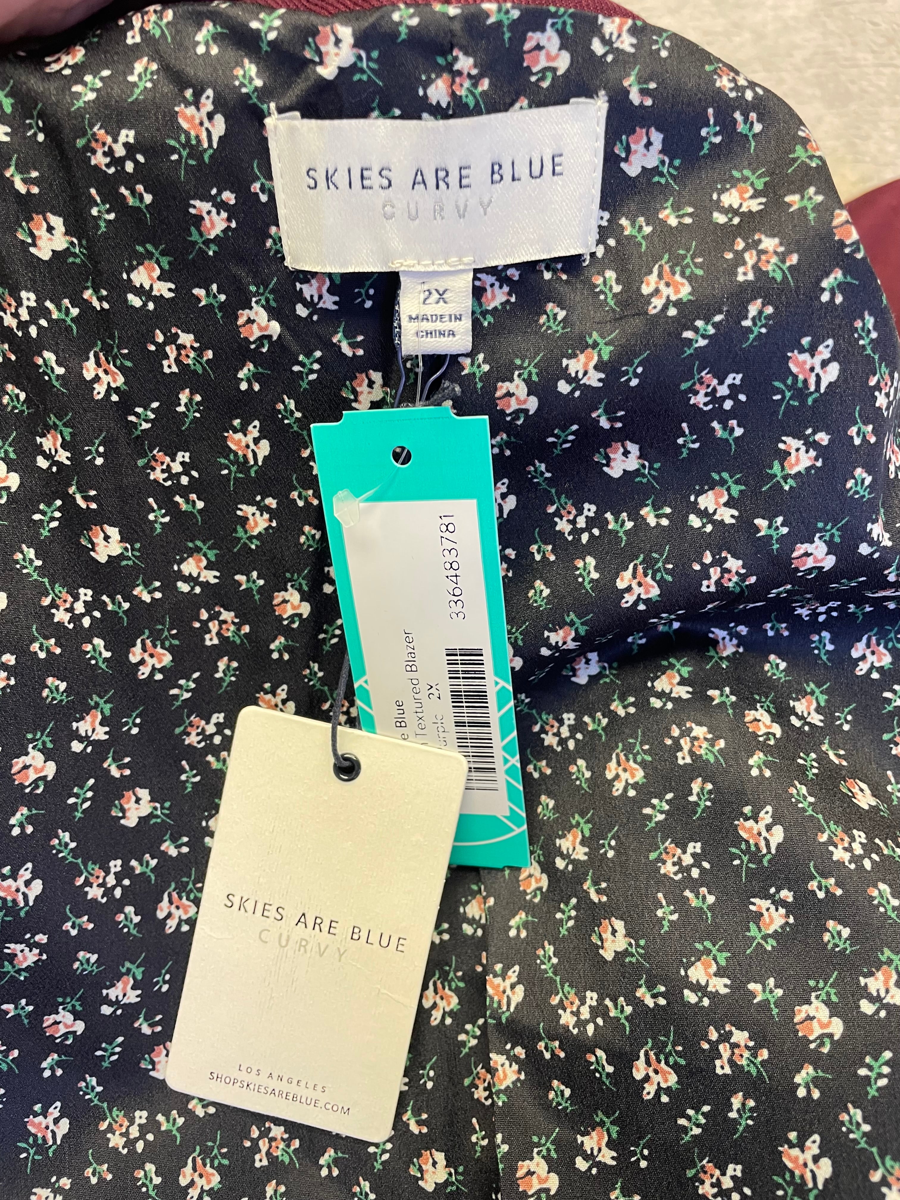 Skies are Blue NWT Stretch Textured Blazer Dark Purple (2X)