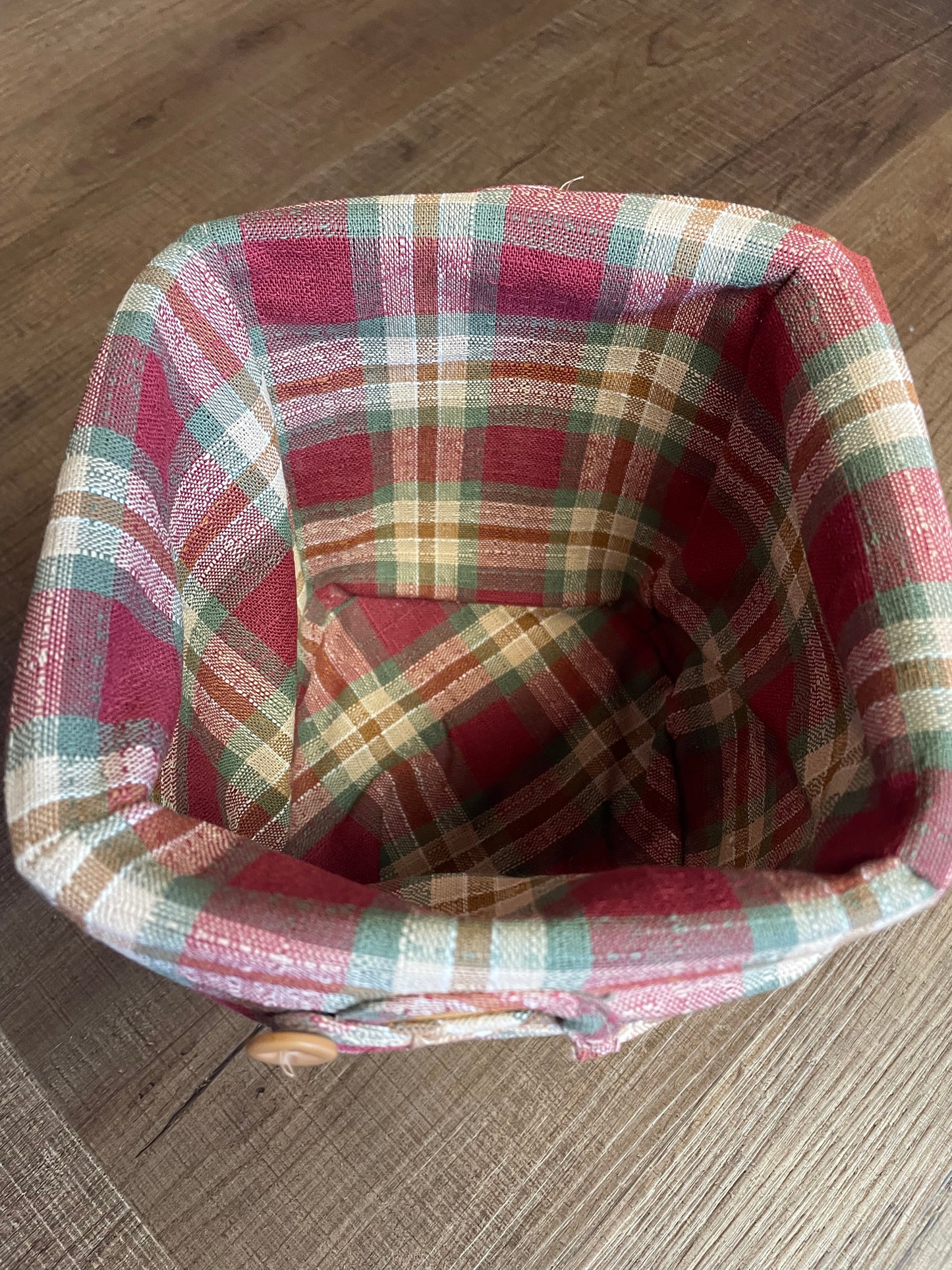 Longaberger Tall Tissue Basket with Orchard Park Plaid Liner