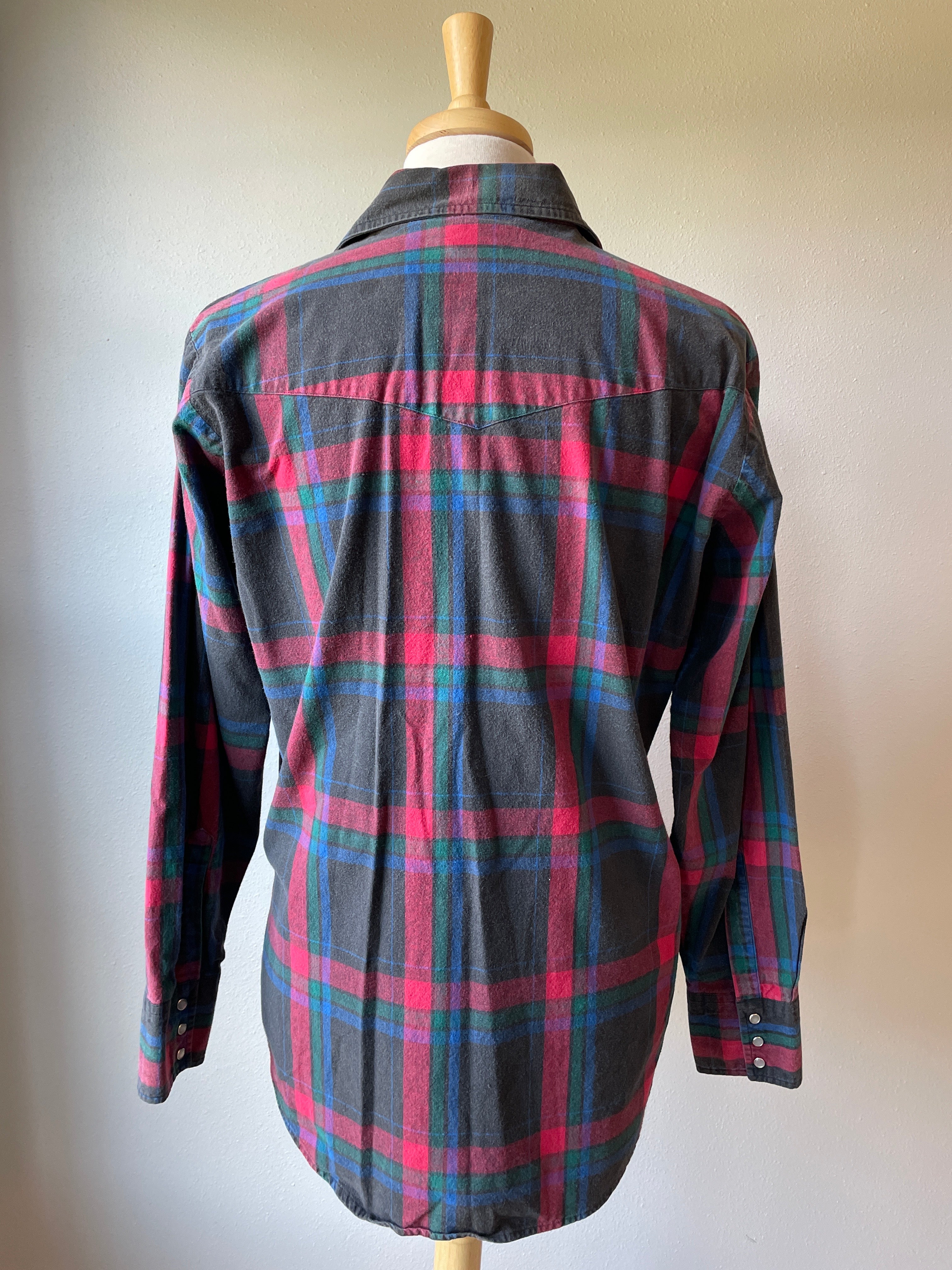 Vintage Ely Cattleman Pearl Snap Flannel Shirt (L)