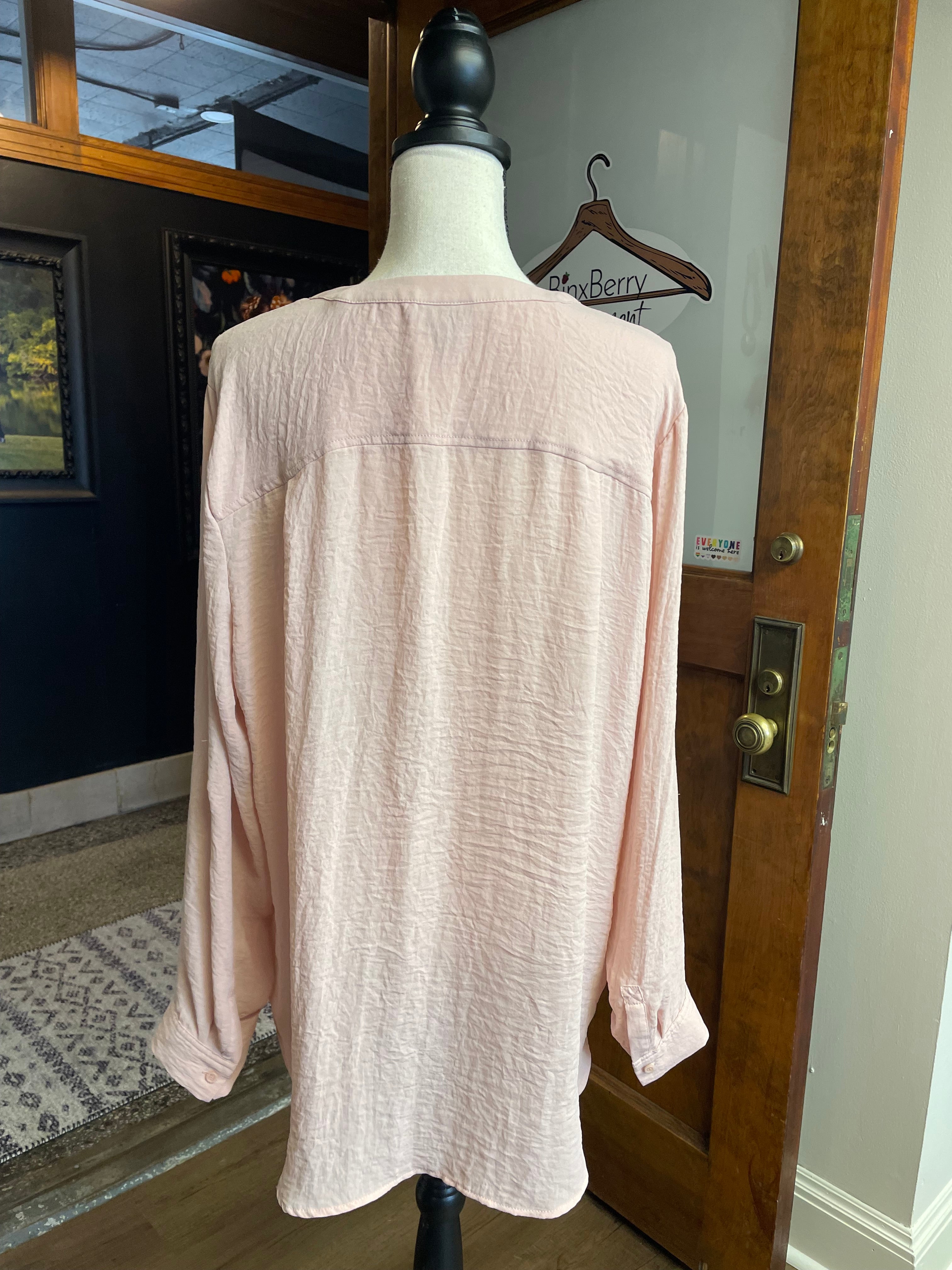 A.N.A. Pink Button Down Blouse (XL)