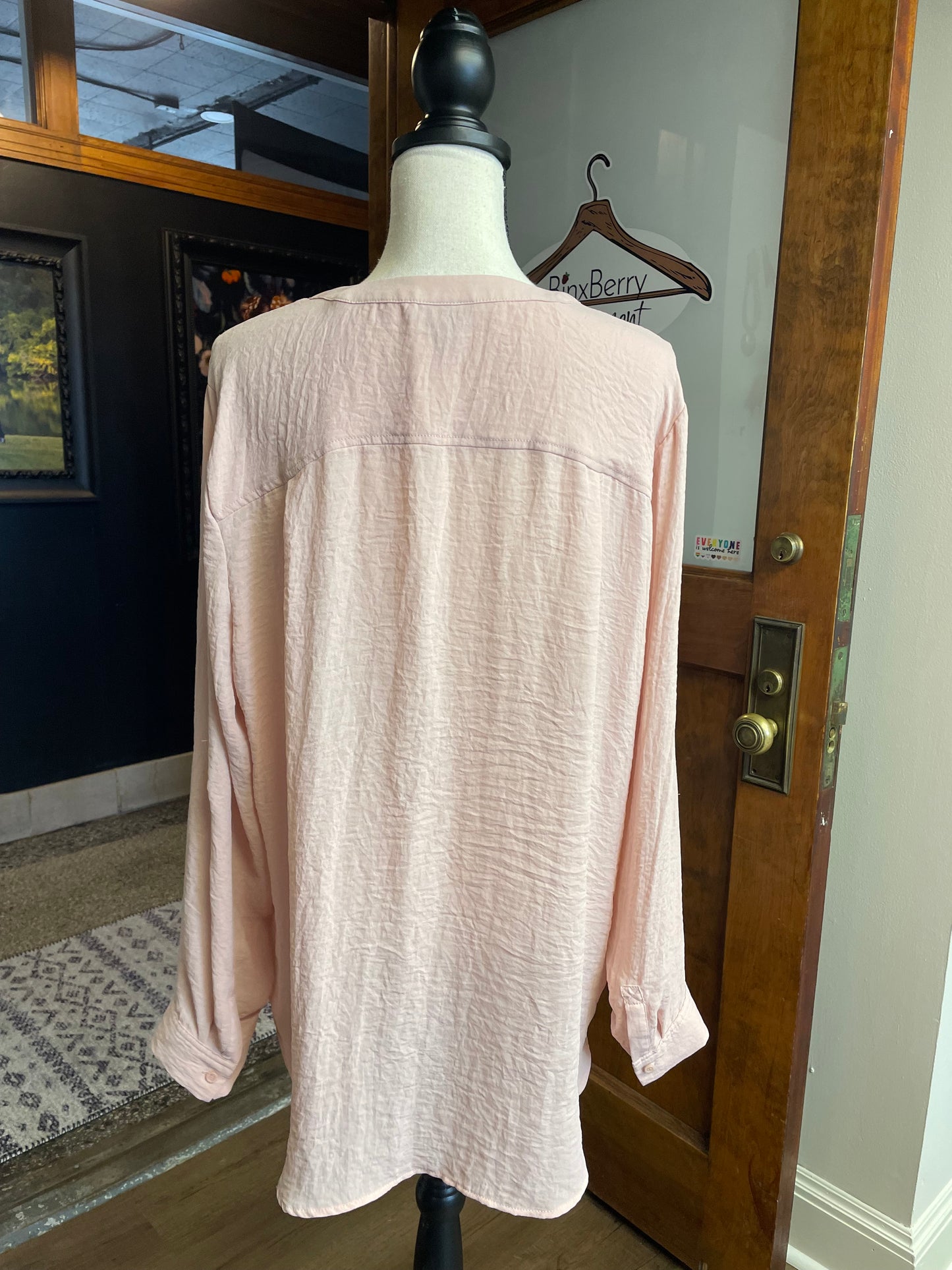 A.N.A. Pink Button Down Blouse (XL)