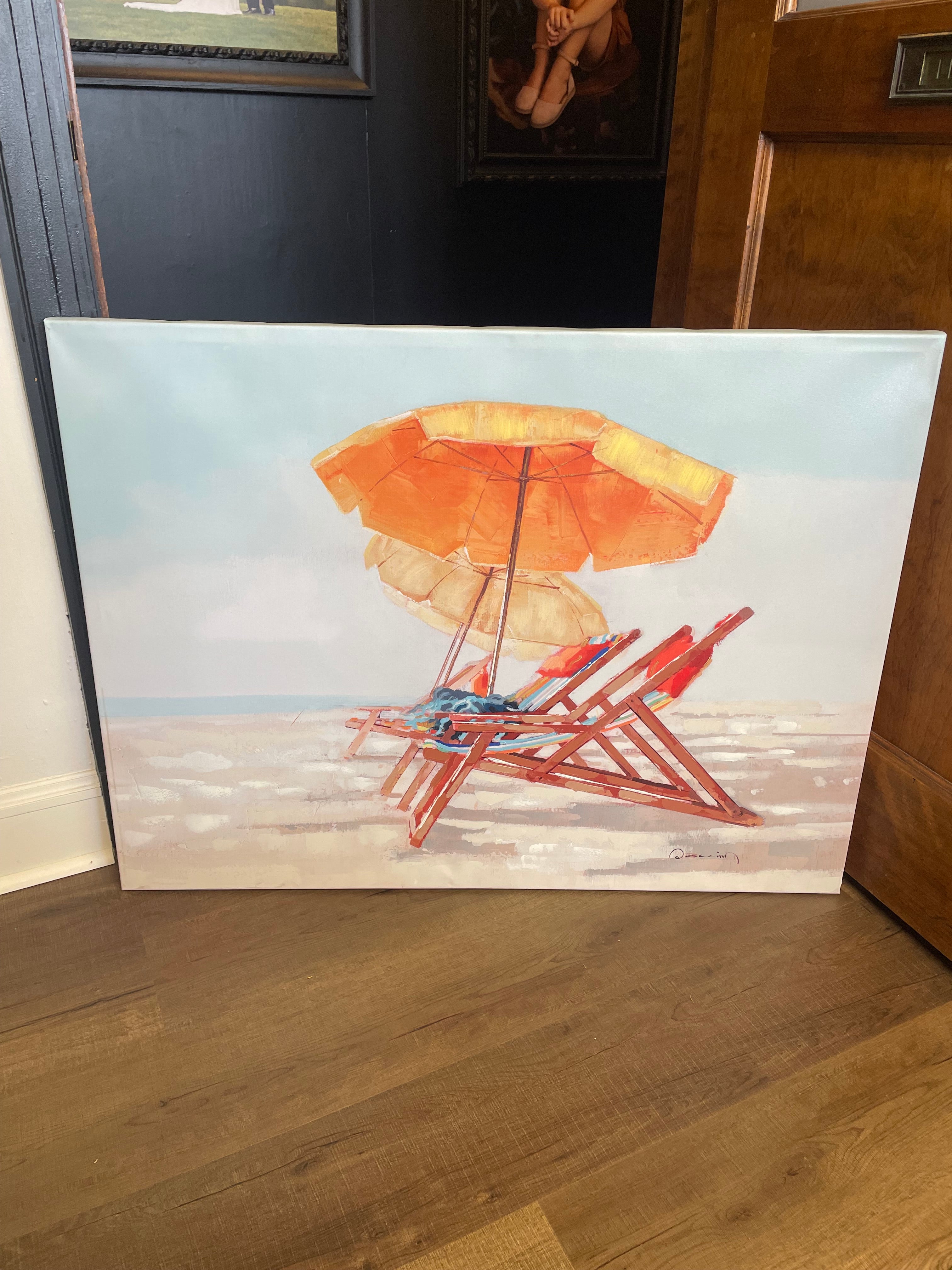Stretched Canvas Beach Chair Wall Art