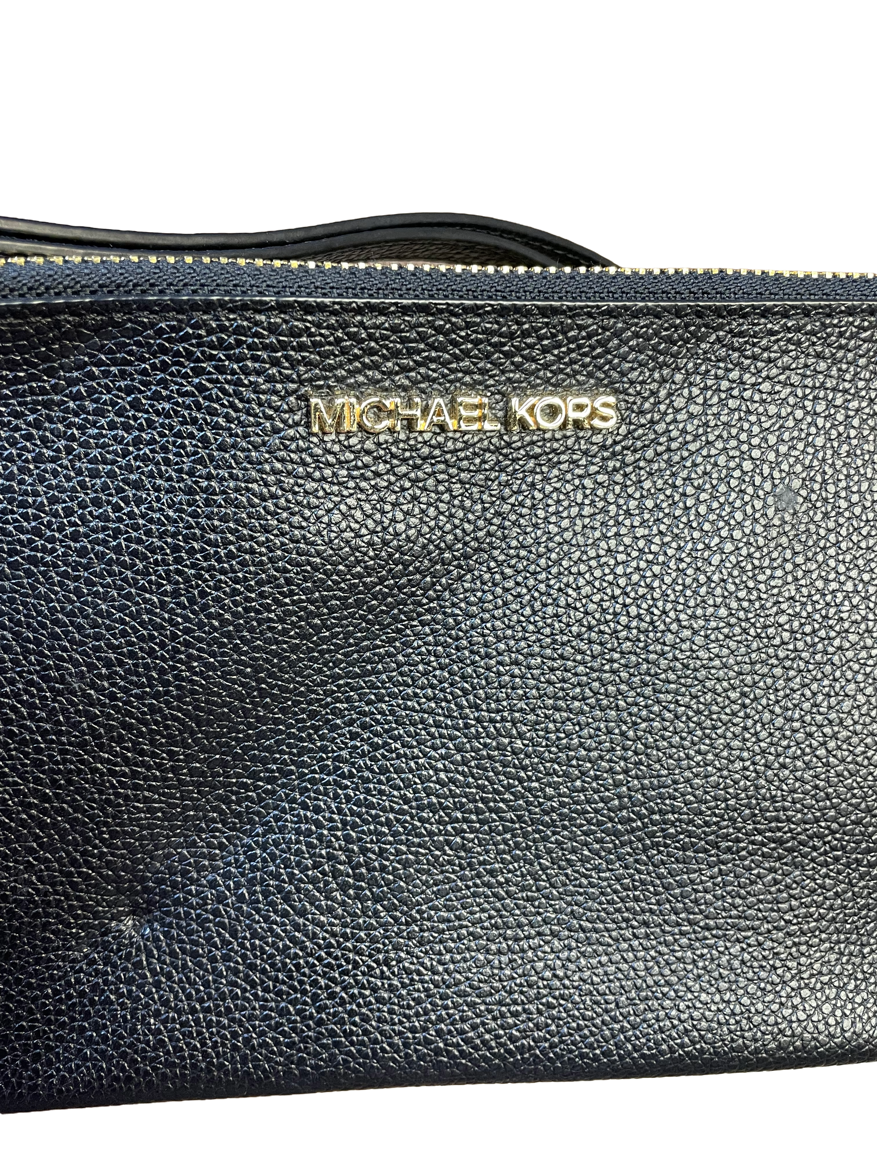 Michael Kors Zip Clutch Wristlet Black Pebbled