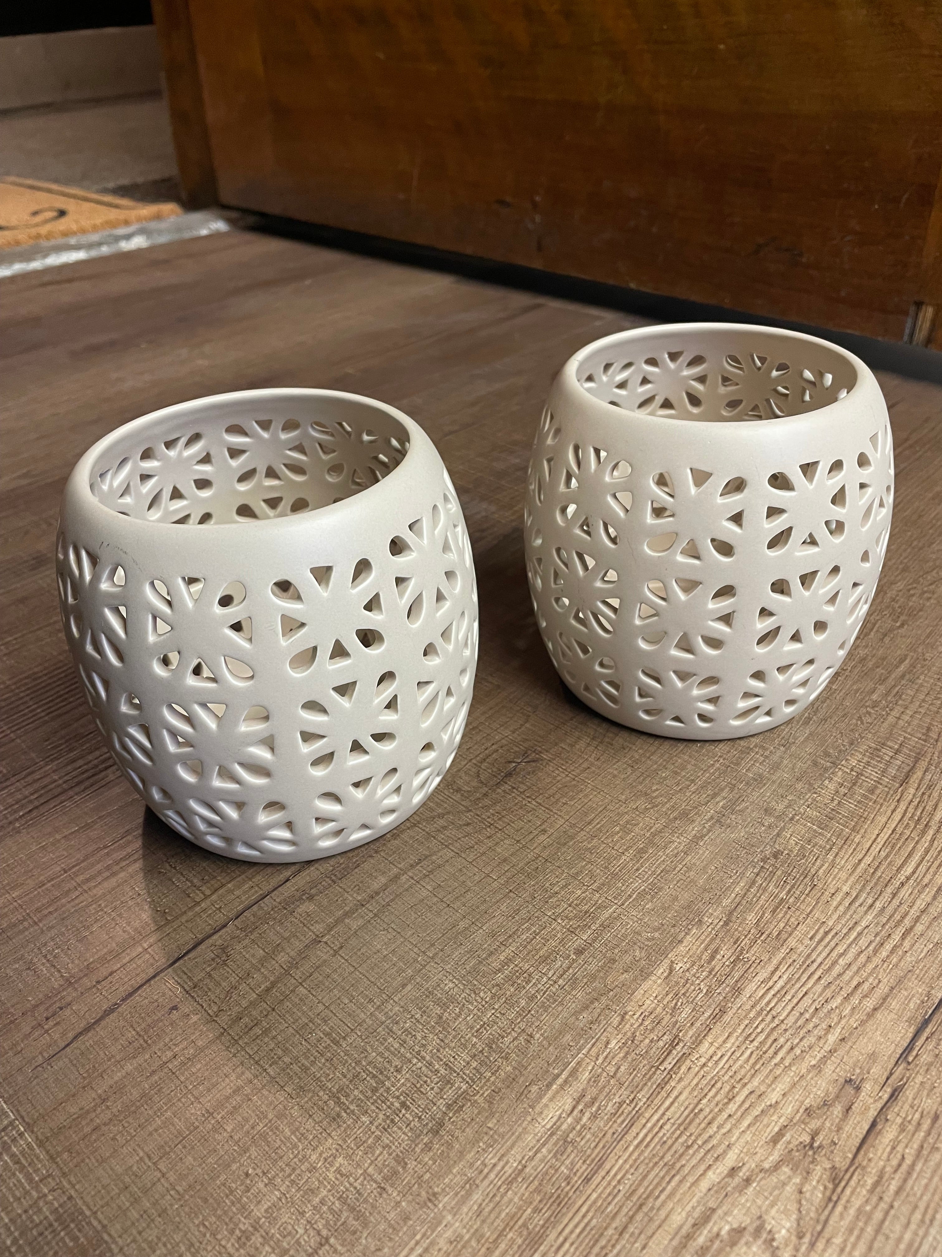 Short Latte Pillar Jar Lanterns (Set of 2)