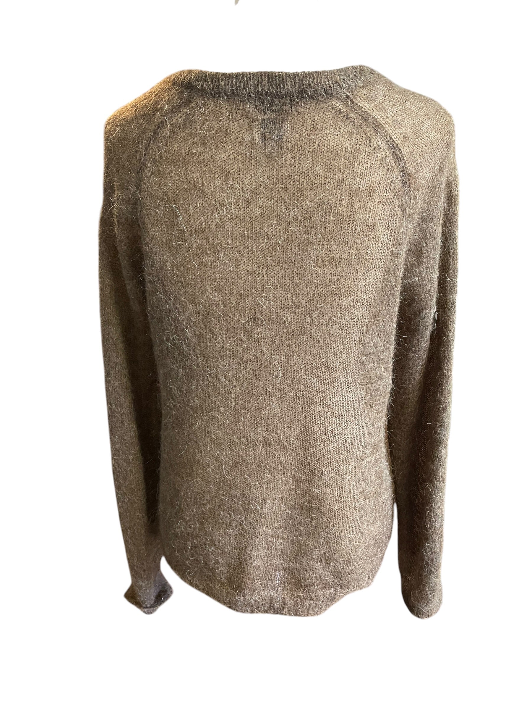 L.L.Bean Mohair Eyelash Women's Sheer Brown Cardigan (L)