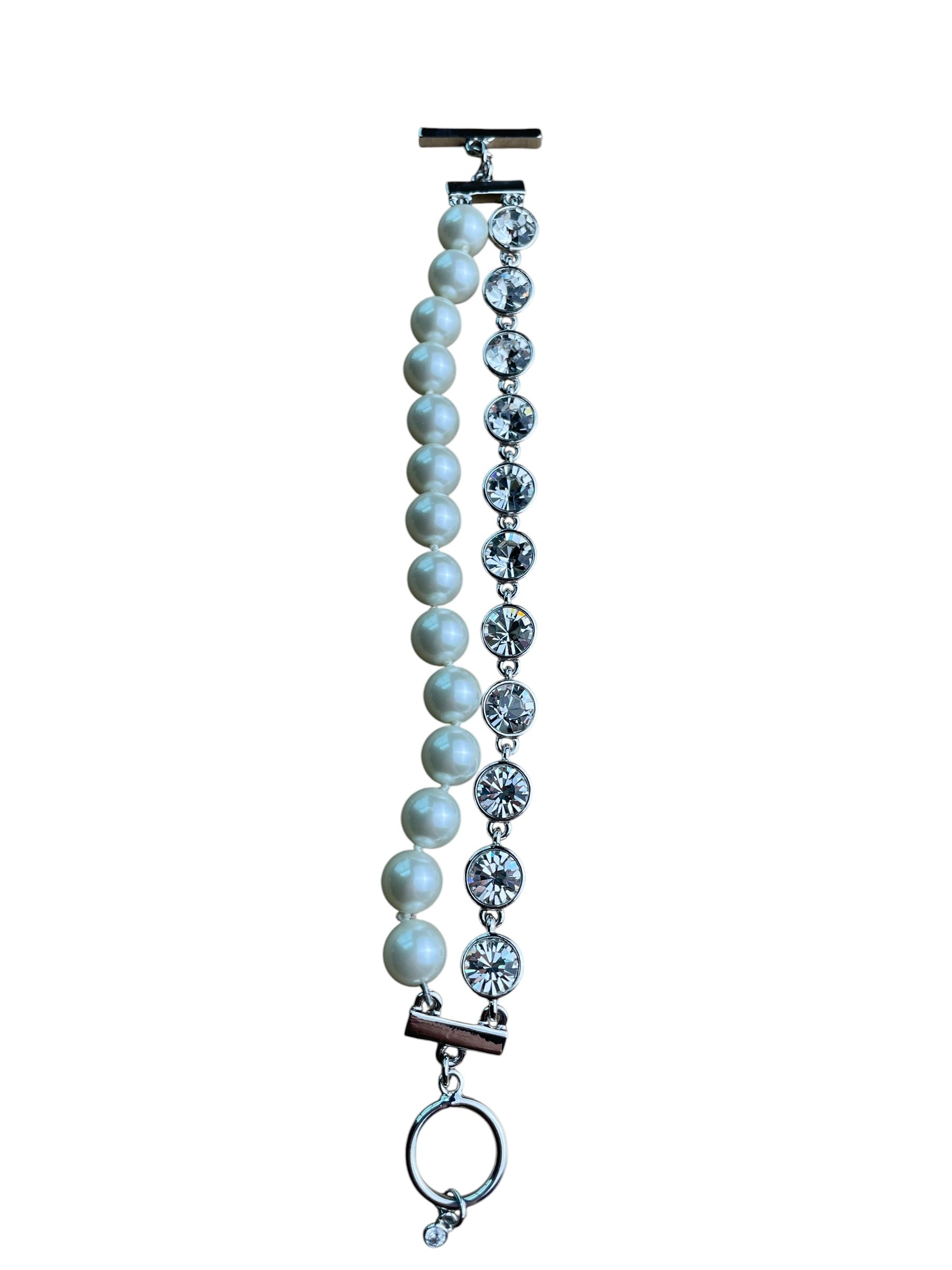 Givenchy Two Strand Faux Pearl and Crystal Bracelet