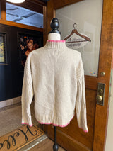 Joie Women's Sweater Oatmeal with Pink Stitch (M)