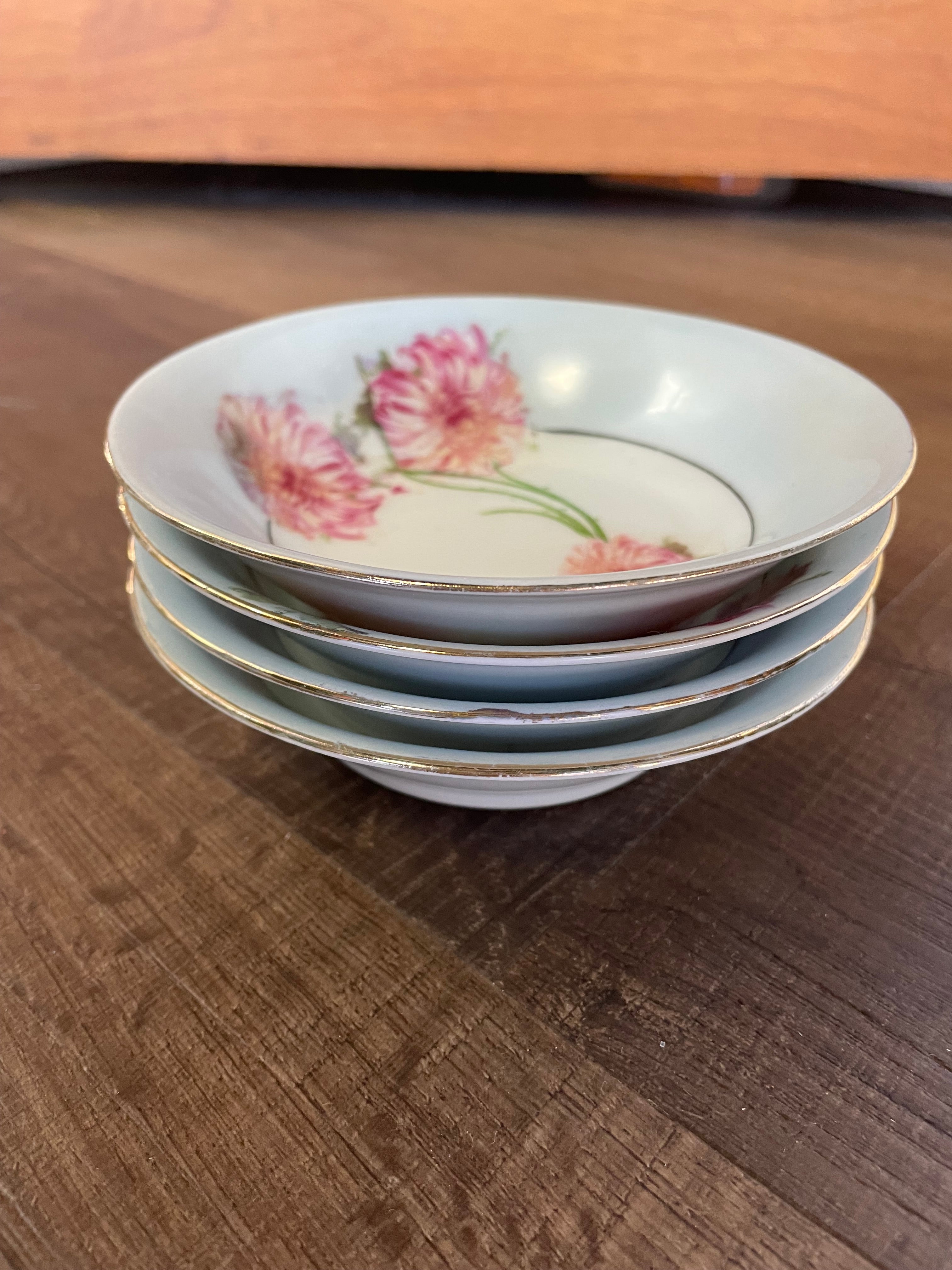 Bavaria Red Floral Mums 5" Bowls (Set of 4)