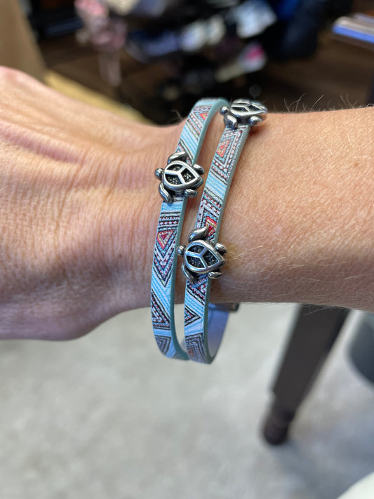 Leather Bracelet with Turtles