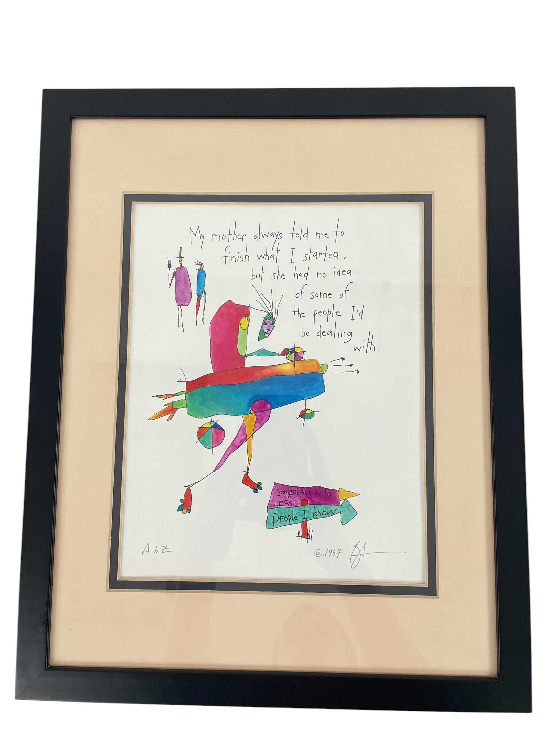 "A to Z" Art Reprint by Brian Andreas Glass Framed 12x15 - BinxBerry Consignment