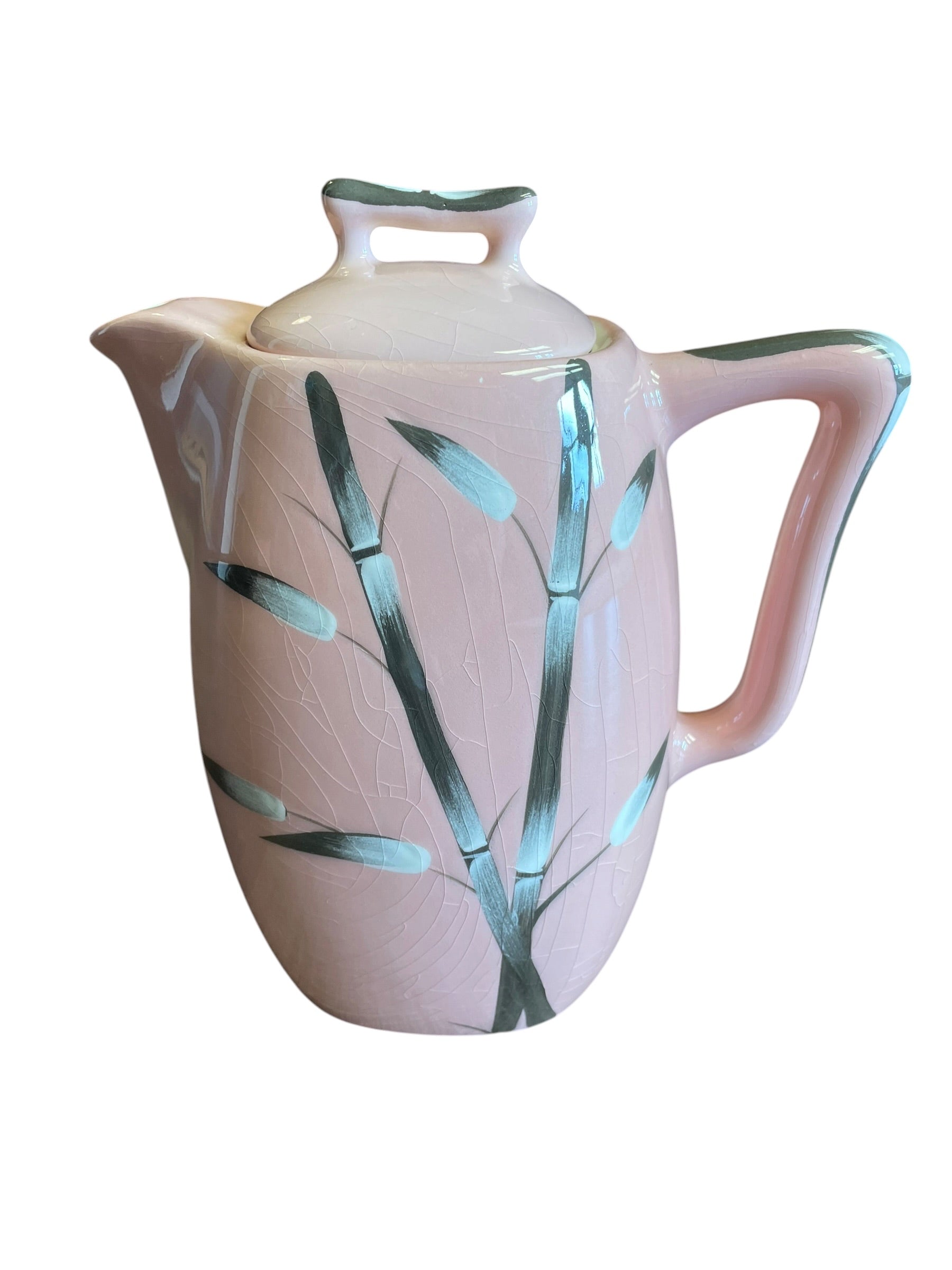 VTG California Pottery Weil Ware 1940s Bambu Pink Teapot