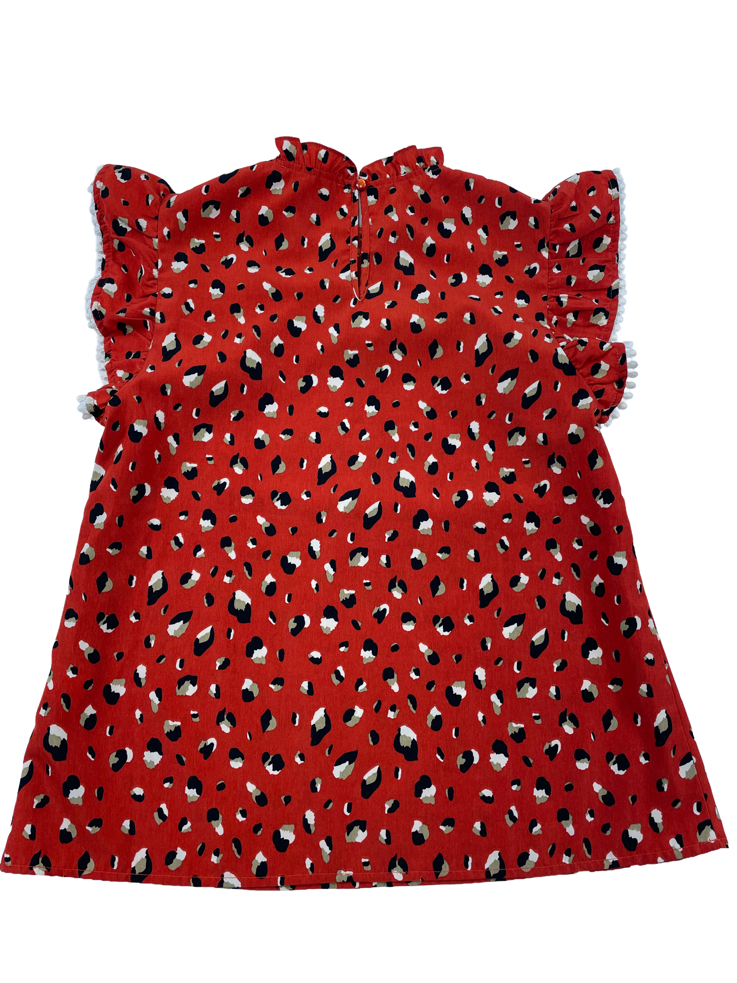 THML Red Leopard Print Ruffle Sleeve Blouse (S)